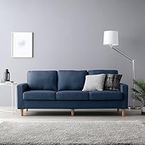 Amazon｜RASIK ソファー 3人掛け カバー：ネイビー 脚：ナチュラル 3人