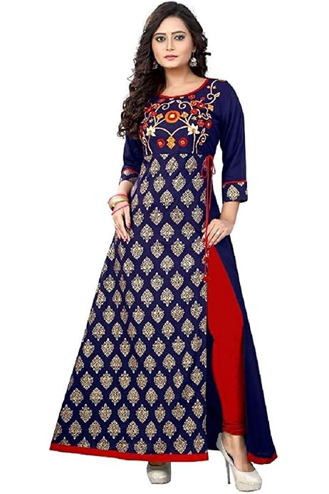 Rayon Long Women Dress Printed Kurti 