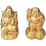 Moa Feteli（モアフェティ） 神棚 神具 開運グッズ■開運 恵比寿 大黒■大 サイズ■陶器■手彫り工房■ 商売繁盛 ■風水の置物 邪気払い お守り 風水グッズ■えびす 4寸 一対 サイズ 約 高さ 13.3x幅 8.6 x奥行き 9.3cm