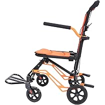 美和商事　介助式車椅子オレンジ色 軽量折りたたみ式 Care-Parents 車椅子 介助式 超軽量 アルミ製