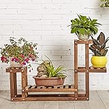 フラワースタンド フラワースタンド 木製 - ソリッドウッドフラワースタンドラック、バルコニー屋内と屋外のマルチ階建ての木製プラントDispalyフレーム、木製の花柱シェルフ (色 : Charcoa