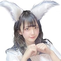 キツネ耳 獣耳 ケモミミ ウィッグ ホワイト Amazon.co.jp: [Schicksal.]コスプレ小物 狐耳 ロングタイプ