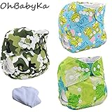 Ohbabyka3点セット おむつカバー+おむつライナー 布おむつ ベビー 布オムツ おむつ 新生児用 新生児用品 サイズ調節可 洗濯可能 漏れしにくい パンツ フリーサイズ 通気性良い 保育園 入園