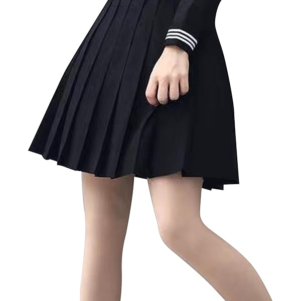 Amazon.co.jp: [RONGUI] 60cm プリーツスカート ミドル丈 黒