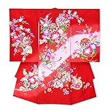 お宮参り着物 正絹 女の子のお祝い着(初着・産着)「赤、鞠と牡丹・御所車」HGU793
