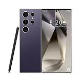 I24 Ultra スマホ、5G スマートフォン、3GB+64GB android スマホ、7.3 インチ画面が大きいスマホ、デュアルSIMカードゲーミングスマホ、72MP+108MP、8000mAh、によるロック解除を備えた携帯電話 (深紫色)