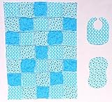Sailboats and Cute Little Fishies with Light Blue Accent Prints Baby Rag Quilt Blanket with Matching