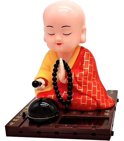Amazon.co.jp: 僧侶 置物 小坊主の彫像ソーラーヘッドのおもちゃ 太陽