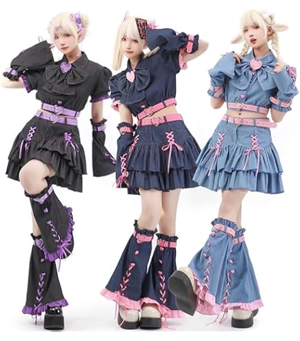 Amazon.co.jp: ロリータ風 ゴスロリ コスプレ 衣装 Y2K デニム セット