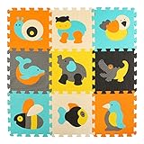 meiqicoolベビークロールマットパズル再生FoamタイルNon Toxic Playmatフロアマットfor Tummy Time、p014g