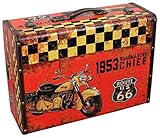 アンティーク調 トランク型 レザー収納ケースL B柄 ［幅44cm×奥行33cm×高さ16cm］【OM-62LB】