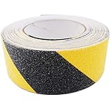 KILIGEN 滑り止めテープ ロールタイプ 防水 50mm x 10m 貼るだけ簡単 施工 屋外 屋内兼用 すべり止め ブラック(黄/黒)