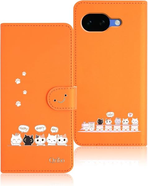 Qribo Compatible Google Pixel 10a Case Notebook Type Pixel10a Cover Simple But Cute Design Embossed Cat Pattern Happy Feeling Compatible with 6.3 Inches Google Pixel 10a Case for Pixel 10a Smartphone - 1