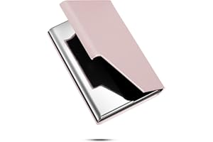 [MUCO] 名刺入れ メンズ レディース めいしいれ 名刺が折れない スリム ネームカードホルダー PUレザー&ステンレススチール 名刺ケース マグネット開閉 ローズゴールド