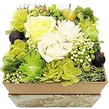 プリザーブドフラワーギフト シャビーボックスアレンジ ナチュラル イエロー