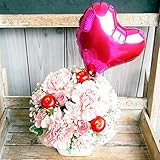 高岡大仏前花金　(新PKRハP）ピンクバラ・カスミソウラウンドアレンジメント☆ピンクハートバルーン付き　お誕生日　サイズ奥行：21cm×幅：約21cm×高さ：約31cm）☆☆☆
