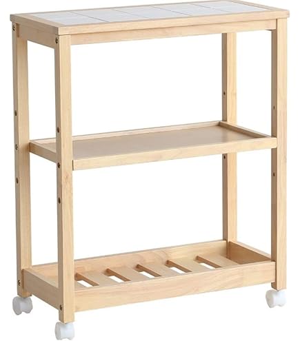 ワゴン台 Amazon.co.jp: 萩原 キッチンワゴン 隙間 収納 カート 3段 天然