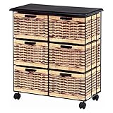 キャスター付きスチールフレーム籐バスケットチェスト 幅67cm高さ76cm ブラウン RN-1836BK hg-rn-1836bk