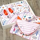今治タオル もり ベビーギフト isso ecco 化粧箱 手提げ袋 ラッピング込 (7点セット, ピンク)