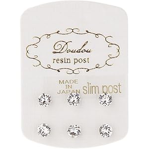 アクセサリーショップピエナ 2ミリスワロフスキー 樹脂製スリムポスト 低金属アレルギー 6個ピアスセット 日本製 クリア