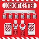 Accuform Signs KST814 STOPOUT Lockout Store-Board with Kit, 6-Padlock, 14" Length x 14" Width, Alumi