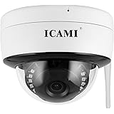 ICAMI 防犯カメラ 屋外 ワイヤレス 監視カメラ SDカード録画 留守 ネットワークカメラ 家庭用 スマホ マイク内蔵 500万画素 簡単 設置 車上荒らし 遠隔監視 防水 IPカメラ 無線 回転なし