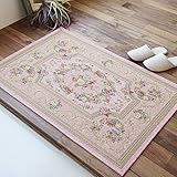 サヤンサヤン 花柄 玄関マット 屋内 アルダ 60x90 ローズ ゴブラン織 ベルギー製