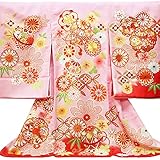 【お宮参り着物】【ピンク地系 毬に染め疋田と桜 梅 菊 竹の柄】女の子 正絹 友禅 金駒刺繍【風呂敷プレゼント/ギフト対応】