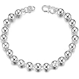 SHEGRACE Beaded Chain Bracelet for Women 925 Sterling Silver Bracelet with Beads Cool Chain Bracelet Gift Idea