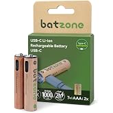 batzone リチウムイオン充電池 単4(2本入り) ケーブルなし 666mWh