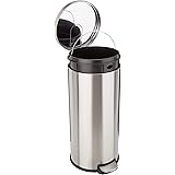 Amazonベーシック ゴミ箱 丸形 ソフトクローズ スチール製 ふた付き 30L つや消しステンレス