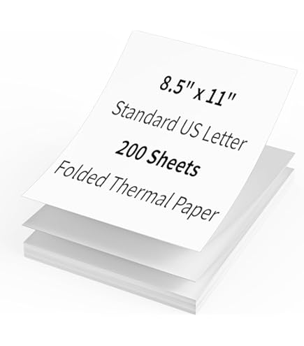 Thermal Printer Paper 8.5 X 11 Inch, US Letter Size Quick-Dry Thermal Printing Paper Rolls Thermal Paper Compatible With M08fletter M832 M834 Mt800 Mt800q Portable Printer 100 Sheets 4 Rolls - View #2