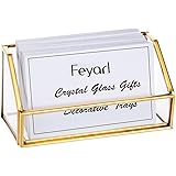 Feyarl 名刺スタンド 名刺立て カード立て ガラス カードケース オフィス 名刺収納 真鍮 事務用品 台形 ゴールド