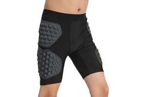 保護バスケットボールショーツ - ヒップバットパッド入りショートパンツ、保護パッド入りショーツ、ヒップ保護パッド、パッド入りコンプレッションショーツ、青少年用 保護ヒップパンツ