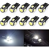 Wincar T10 LEDホワイト 爆光、高輝度 W5W 194 168 LED バルブ、12V車用ナンバー灯 ポジション ウエッジ ルームランプ 5630 SMD 6000K LED電球 10個セット