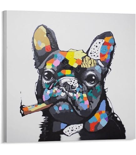 Amazon.co.jp: カラフルなスプラッシュの上に美しいブルドッグ