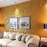 Luxury Curved Stripes Thicker 3d不織布壁紙by Churun 63.3sq.ft ゴールド DE-958