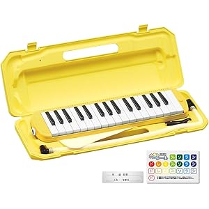 KC キョーリツ 鍵盤ハーモニカ メロディピアノ 32鍵 イエロー P3001-32K/YW (ドレミ表記シール・クロス…