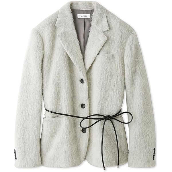 Amazon | [ミラオーウェン] 金釦ダブルノーカラーリネン混