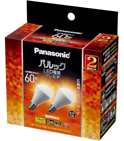 パナソニック パルックボール プレミア 40型 E17口金 5本 未開封品 楽天市場】パナソニック パルックボールプレミア 40w 口金 17の通販