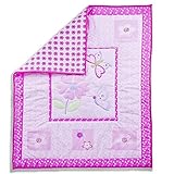Dream On Me Pink Butterfly and Flower 5 Piece Set Reversible Full Size Crib Bedding Set [並行輸入品]