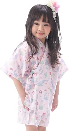 Amazon Co Jp パジャマ 甚平 子供用 女の子 綿100 上下セット 涼しい キッズ ボーイズ ルームウェア お部屋着 100cm 110cm 1cm ファッション