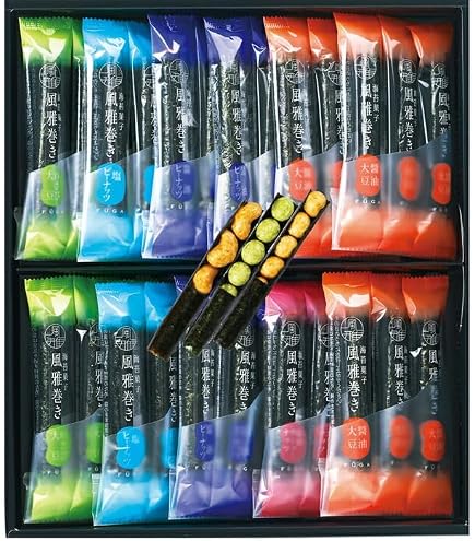 Amazon.co.jp: 海苔菓子 風雅巻き詰合せ 4種類21本入(FC-7(N)) : 食品
