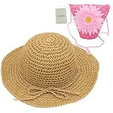 yopindo帽子PurseセットStraw Sun Hat折りたたみ式ビーチキャップwithバッグfor 2 – 7歳ガールズ 1-5 years old ピンク