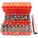 33 ピース セキュリティ ビット セット改ざん防止電動ドライバー ビット セット 60 ミリメートル磁気ホルダー トルクス スター六角ビット スパナ ネジ付き ケース