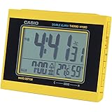 CASIO(カシオ) 目覚まし時計 電波 デジタル ダブルアラーム 温度 湿度 カレンダー 表示 イエロー DQD-5000J-9JF