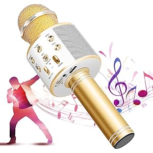 【5色】カラオケマイク bluetooth ワイヤレスマイク 音楽再生 録音可能 家庭カラオケ ポータブルスピーカー ノ…