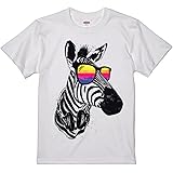 アメリカ直輸入 グラフィック デザイン Tシャツ シマウマ サングラス しま馬 白 半袖 綿100% ストリート プリント tシャツ メンズ レディース 男女兼用 夏 海 アウトドア キャンプに最適 T-shirt-animal-020 ホワイト