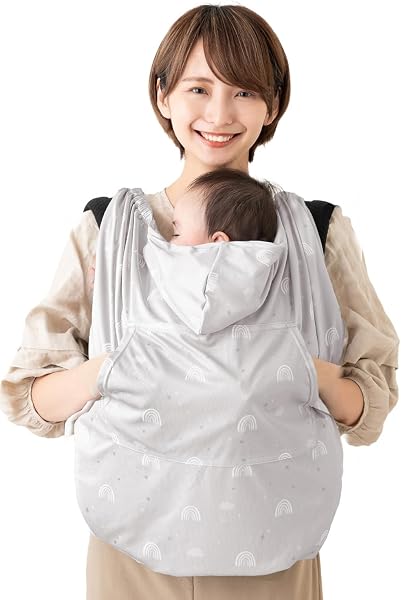 (ケラッタ) 抱っこ紐ケープ 冷感 日除け UVカット率99% UPF50+ ひんやり 春 夏 サイズ調整で虫よけにも ベビーカー カバー クリップ取付 (レインボーグレー) - 1