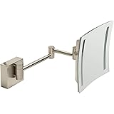 ALFI brandABM8WLED-BN Brushed Nickel Wall Mount Square 8" 5x Magnifying Cosmetic Mirror with Light